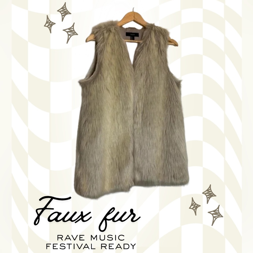 Faux fur vest cream white grey